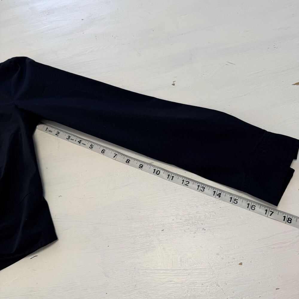 Bebe Black Shirt Small Cotton blend Button Front Twist Cropped Sharp Fitted - Picture 11 of 11
